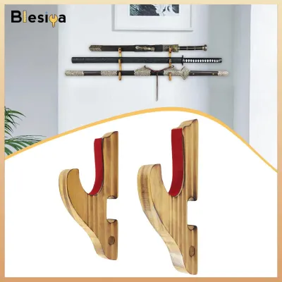 Sword Holder Wall Mount Compact Solid Wood Easy to Install Sword Hook Display Hanger Rack for Samurai Craft Fishing Rods Flute