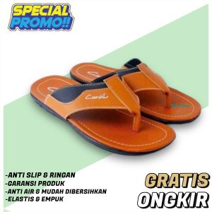 SANDAL SELOP PRIA KULIT TRENDY CASUAL BUY 1 GET 1 JEPIT CANVIL TERBARU