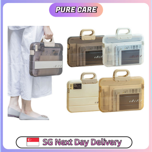 【Pure Care】 Portable Document Box / Documents Stationery Storage Case/ A4 Folder With Lock Handle/ File Organiser