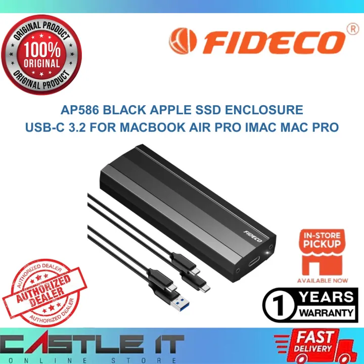 FIDECO AP586 Black Apple SSD Enclosure USB-C 3.2 For MacBook Air Pro iMac Mac Pro