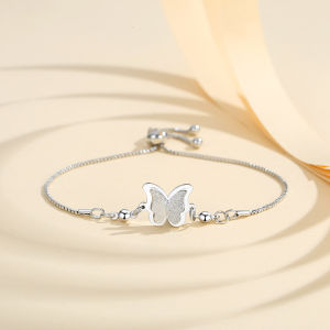 LANME JEWELRY Gelang Titanium Wanita Anti Karat kupu-kupu Emas 18K Gelang Serut Mewah Y736