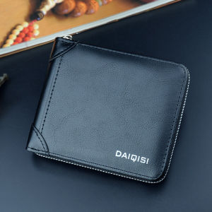 DAIQISI YX602 DOMPET UANG LIPAT PRIA DENGAN ZIPPER SLETING ADA TEMPAT KOIN BAHAN LEMBUT TEBAL PRODUK IMPOR