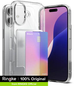 Ringke Fusion Card Compatible with iPhone 16 Case Back Cover Transparent Hard Back Soft Flexible TPU Bumper with Built-in Slim Card Holder Wallet Scratch Resistant Natural Form