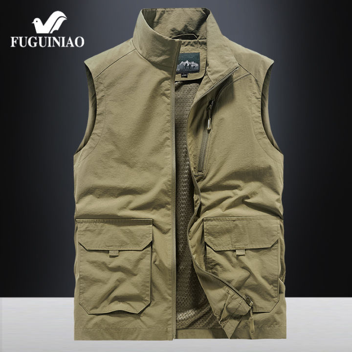 FUGUINIAO Vest Jacket Men's Sleeveless Jacket Summer Lightweight Thin  Fishing Jacket Men's Outdoor Coat Stand Collar Vest Lazada PH