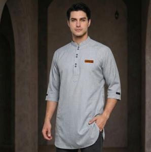 Baju Koko Kurta Pria Dewasa Bahan Katun Premium Madinah Impor Tangan 3/4 Brand Azlina Indonesia