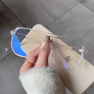 OMQAIO Men Vision Care Fashion Square Double Bridges Computer Eyeglasses Anti-Blu-Ray Glasses Blocking Glasses Anti Radiation protection
