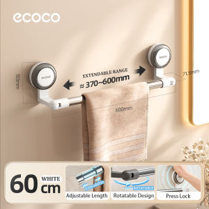 Ecoco Suction Cup Towel Holder Bath Towel Rail Clothes Rod Length/Angle Adjustable Removable Reuse