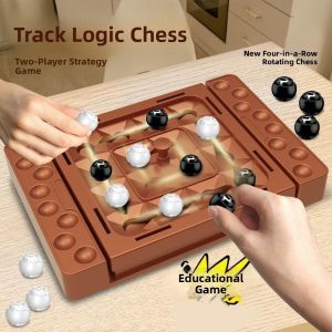 IPIE2 Interactive Touch Flip Black White Chess Parent-Child Interactive Montessori Track Chess Games Creative Intelligent Strategy Board Game Thinking Reasoning Toy