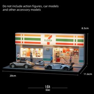 SUN ME 1: 64 Scale Convenience Store Scene Architectural with Lights Supermarket Scene Model Kids Adult Coffee Shop Simulation Model Scene Photography