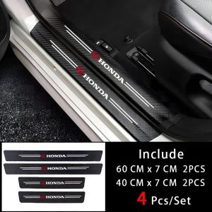 4PCS Sticker Pelindung Sill Plate Carbon Fiber Stiker Pelindung Pijakan Lantai Pintu Mobil
