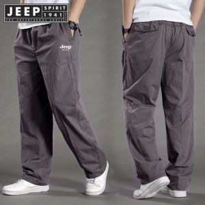 JEEP SPIRIT 1941 ESTD Wide Leg Pants Multi Pocket Cargo Pants Plus Size Straight Leg Casual Pants Mens Outdoor Casual Loose Fit Sports Pants