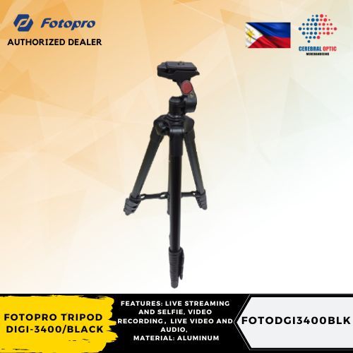 Fotopro Tripod DIGI-3400/Black Fits for all Cameras Action