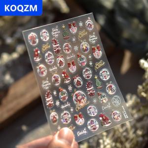 [COD] KOQZM Giáng Sinh Móng Tay Nghệ Thuật Dán Mùa Đông Mơ mộng Bông Tuyết Người Tuyết Giáng Sinh Cây Móng Tay Accessoires Dính Dập Nổi Làm Móng Tay Decals