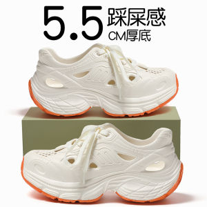 [Free Shipping] WomenS Anti-Slip Perforated Shoes For Summer Breathable With Arch Support Thick-Soled Lace-Up Suitable For Couples MenS Style