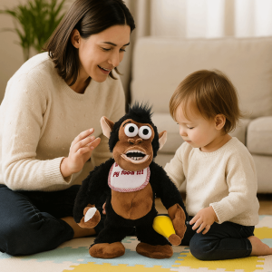 VERIDIAI Eating Banana Electric Moving Monkey Toy Crying Gorilla Fluffy Guarding Food Plush Toy Comfort Plush Toys Appease ic Monkey Plush Toys Kids Children