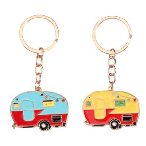 2Pcs Camping Keychain Set Colorful Motorhome Keyrings Stylish Bag Pendant Key Pendant Suitable for Travel Enthusiasts