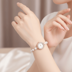 MKEB MALL đồng hồ tròn Đồng hồ thạch anh nữ Có thể điều chỉnh Dây đeo mảnh Đồng hồ nữ cổ điển Thời thượng Bộ máy thạch anh Đồng hồ đính đá Sử dụng hàng ngày