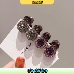 SHNGki 2 4 cái kẹp tóc mini tròn Rhinestone kẹp móng vuốt nữ Zircon Retro kẹp tóc nhỏ kẹp Tóc Cua Phụ kiện tóc nữ 