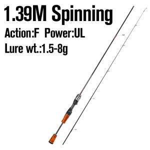 Megalodon Genuine High Carbon Fiber Ultra Light Ultra Stiff Solid Wood Handle lure Fishing Rod for Freshwater and Saltwater Power:UL Action:F Spinning and Casting Lure Weight:1.5-8g 1 Tip Ideal for small to medium sized fish