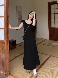 SUGAR Gentle Wind Waist Wrapped Fish Bone Wrapped Hip Long Dress with High Grade French Waist Clamping Dress for Women Summer 2023 New Style