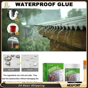 【HOSPORT】150g/300g/500g Walls Leak Sealing Adhesive with Brush Invisible Sealant Agent Multipurpose for Exterior Walls Roof Tiles