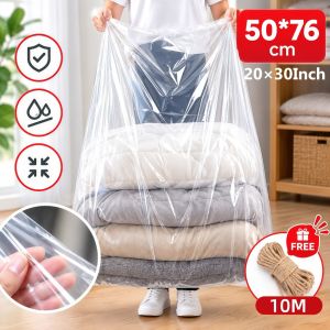 10pcs PE Large Plastic Bag PE Plastic Bag Size Transparent Multifunctional Bag With rope