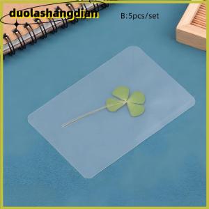 [Duola] โปสการ์ดรูปใบโคลเวอร์นำโชค1 5 10ชิ้นการ์ดอวยพรโปร่งใสหญ้าธรรมชาติสำหรับบุ๊กมาร์ก