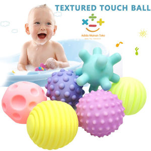 6Pcs Set Baru Lahir Puzzle Pijat Karet Berbunyi Bola Mainan Pelatihan Touch Multifungsi Soft Ball Set