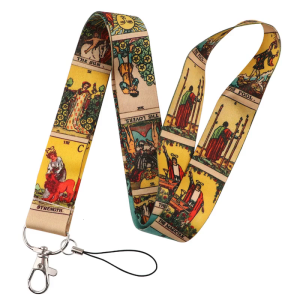 Vintage Tarot Cards Printed for Key Lanyard Neck Strap with ID Holder for Key Chain Wallets Car for Key Cell