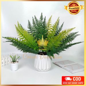 Daun Pakis Gelombang Cabang 9 - Daun Artificial - Palem plastik murah - Daun plastik palsu  Daun Paku dekoras