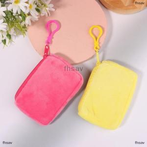 [COD] fhsav Cute Candy Color Plush Coin Purse Women Minimalist Square Change Pouch Wallet Headphone Bag Key Holder