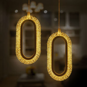 Lampu Gantung LED Nordic Model Sabit Bintang Oval Diamond Modern Isi 10 Lampu Gantung Langit-langit Kilau untuk Dalam Ruang Tamu Ruangan Meja Makan Pencahayaan Dekorasi Pernikahan Pelaminan dan Hotel Import Berkualitas