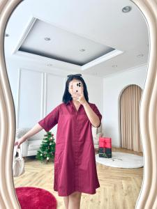 SJM DRESS BRUKAT MEWAH NATALAN BAHAN KATUN POPLIN LENGAN PENDEK IMPORT BKK 8314