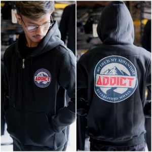 jaket sweater hoodie full zipper katun addict adventure