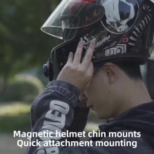 Magnetic Motorcycle Helmet Chin Strap Mount with Phone Holder Elastic Strap Helmet Chin Mount for iPhone 17 16 15 14 13 Pro Max and More Smartphones