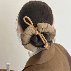 BEAUTYLADIES อีลาสติก โบว์ผูกผมฟองน้ำ หวานหวานแหววว ยางรัดผม ขนาดใหญ่ scrunchie ชุดคลุมศีรษะ สง่างามเรียบหรู ที่มัดผมหางม้า สำหรับผู้หญิง