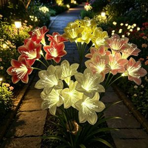 JAYQQ Solar Powered Solar Garden Light Waterproof LED Simulated Lawn Decoration Light Decorative Rose Flower Design Outdoor Garden Decor For Women
