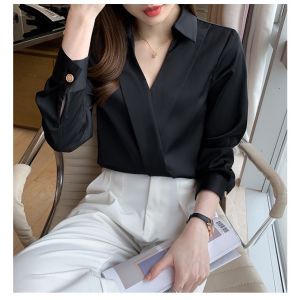 Áo Sơ Mi Nữ Tay Dài Đắp Tà Vải Tơ Lụa Mềm Mịn Mát Siêu Xinh