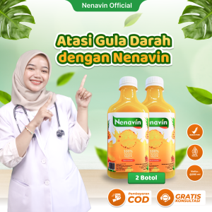 Nenavin Detox Plus 2 Botol Minuman Nanas Segar Asli & Mineral untuk Kesehatan Gula Darah BPOM