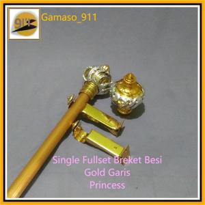 Batang Tiang Gorden Garis Dan Ulir Breket Besi Single Full Set Pintu dan kamar Jendela Princess