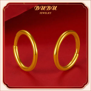 Gold Earrings 999 Solid Gold Glossy Small Circle 5G Hard Gold Plain Ring Jewelry Mothers Day Gift for Mom