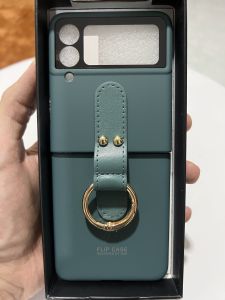 Cre Hard Case Frosted Matte Skin Feel Folding Phone Case With Ring and Tempered Glass For Samsung Galaxy Z Flip 4