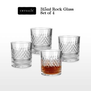 CRYSALIS ROYALTY Highball Glass set of 4 Glass Water Juice Soda Liquor Glass Glassware Drinking Set 14oz