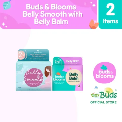 Buds & Blooms Belly Smooth Stretch Mark Cream 50g with Buds & Blooms Belly Calm Moisturizing Gel 30g
