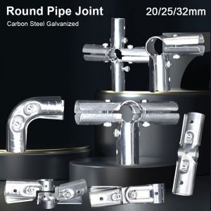 NOBLELYN 1Pcs Carbon Steel Galvanized Pipe Joint 20/25/32mm Round Fixed Clamp Durable Tube Connector Clothes Display