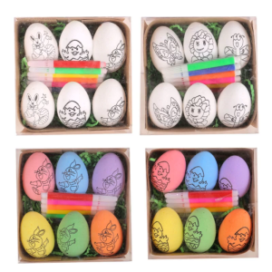 Set/6pcs Children Easter DIY Hand Painted Set Colorful Plastic Decoration Easter Tree Ornaments Easter Decoration