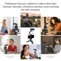 RISE Vlogging Set Equipment Smartphone Video Kit Microphone Bracket Photography Lighting Phone Holder LED Selfie Tripod Recording Handle Portable Stabilizer. 