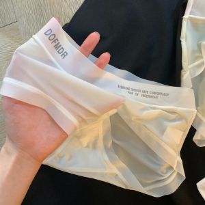 ZEEMIN Letter Printed Summer Ice Silk Panties Thin Cotton Crotch Seamless Ice Silk Briefs Female Lingerie Ruffle