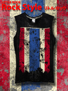 เสื้อยืด คอกลม แขนกุด Little Rock ลาย ธงไทย ผ้าดำฟอกลาย cotton 100 เนื้อนุ่ม ใส่สบาย เหมาะกับหน้าร้อน มีสไตล์ ใส่ได้ทั้ง ผู้ชาย ผู้หญิง มีถึงขนาดใหญ่ ของแท้ สินค้าพร้อมจัดส่ง