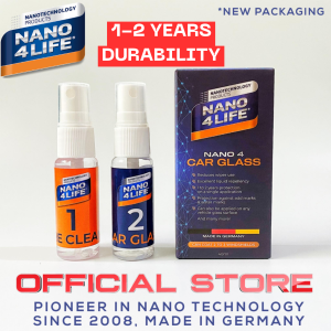 1-2 YEARS EFFECTIVE NANO4LIFE Nano4-Car Glass Set MADE IN GERMANY for WINDSHIELDS WINDOWS SUN/MOONROOF and other Glass Surfaces better than  OTHER PRODUCTS in the market.  PREVENTION IS BETTER THAN CURE.